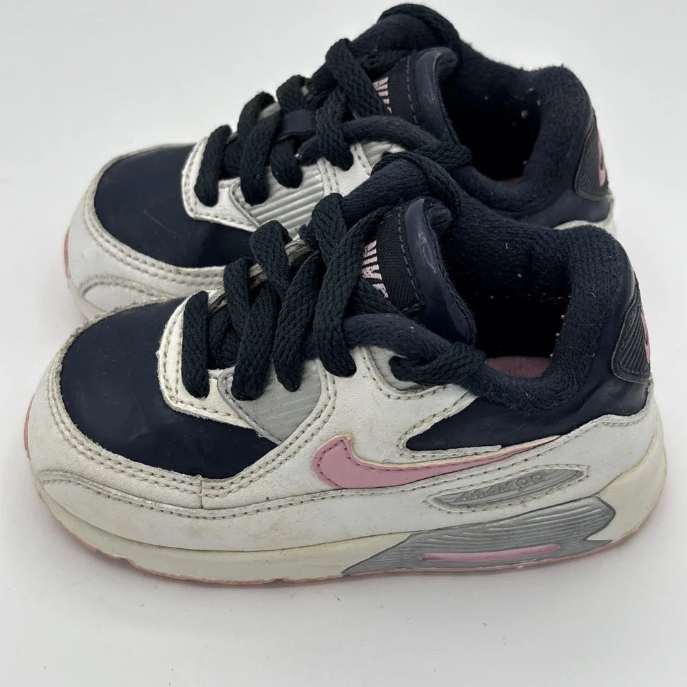 Nike Air Max 90 Triple Navy Pink‎ Toddler Sneakers 6c